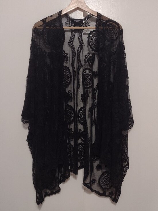 Marcus Adler Sweaters - Marcus Adler Black Cotton Lace Duster